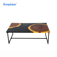 50 mm luxury black color Poplar solid wooden resin coffee table